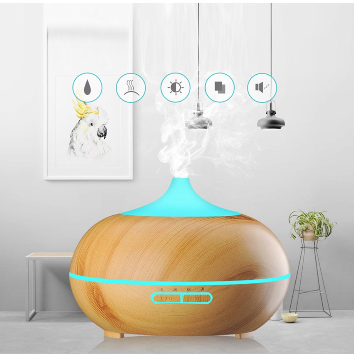 Wood-Grain Ultrasonic Diffuser, 300 ml