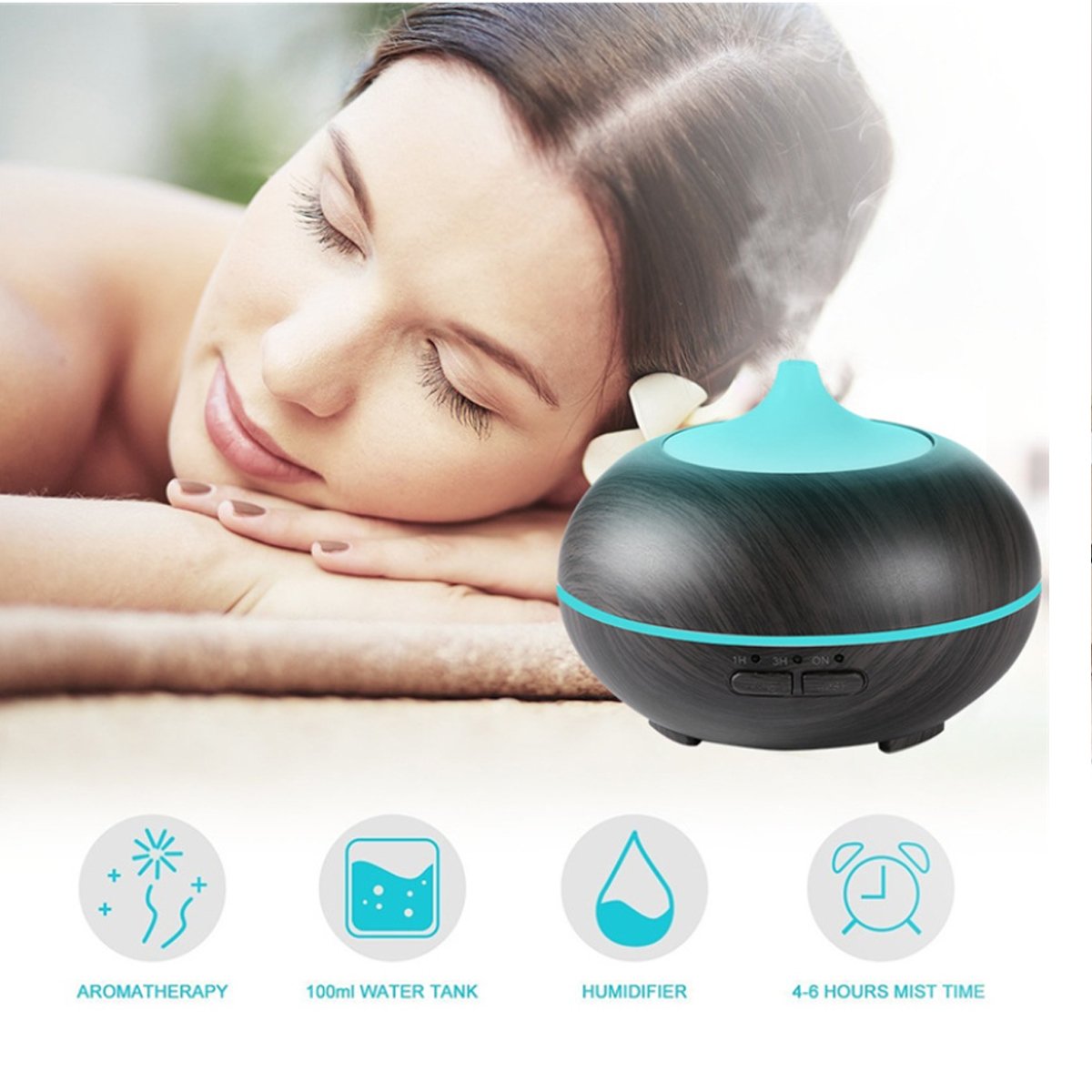 Wood-Grain Ultrasonic Diffuser, 300 ml