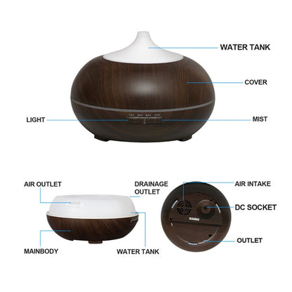 Wood-Grain Ultrasonic Diffuser, 300 ml