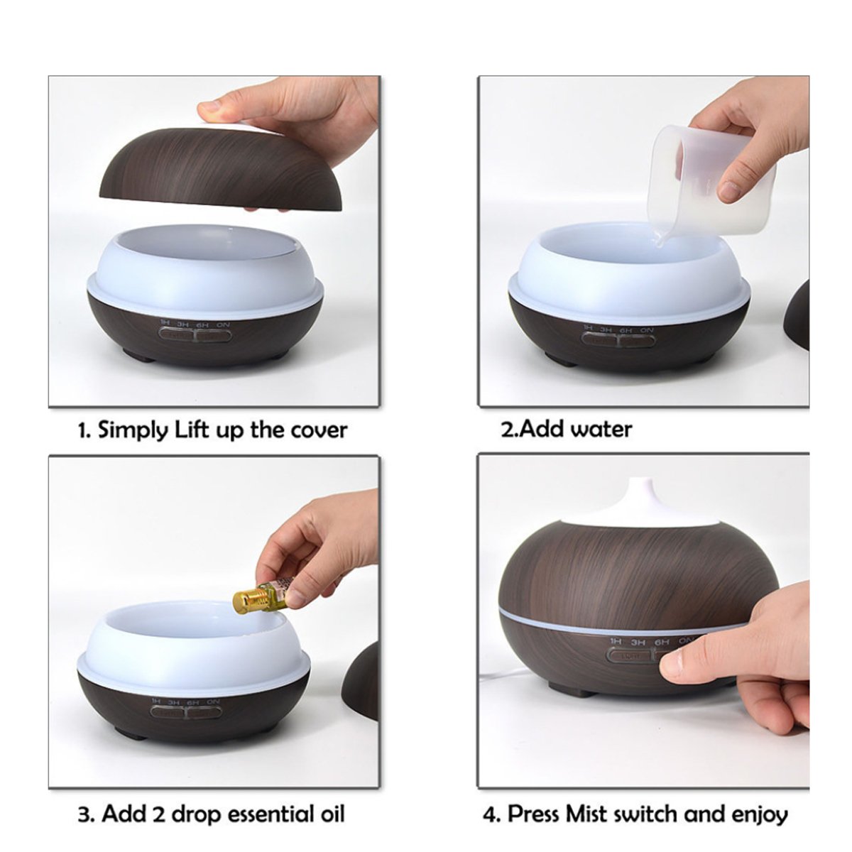 Wood-Grain Ultrasonic Diffuser, 300 ml