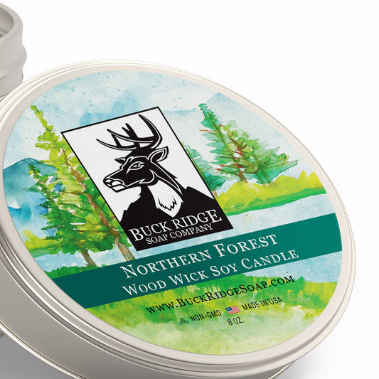 Northern Forest Wood Wick Soy Candle lid label