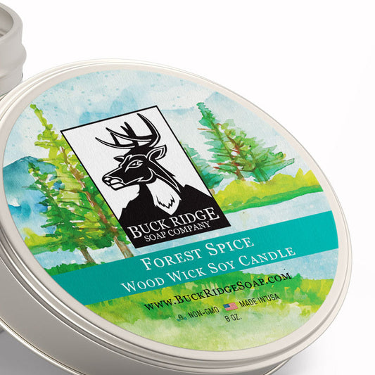 Forest Spice Wood Wick Soy Candle lid label